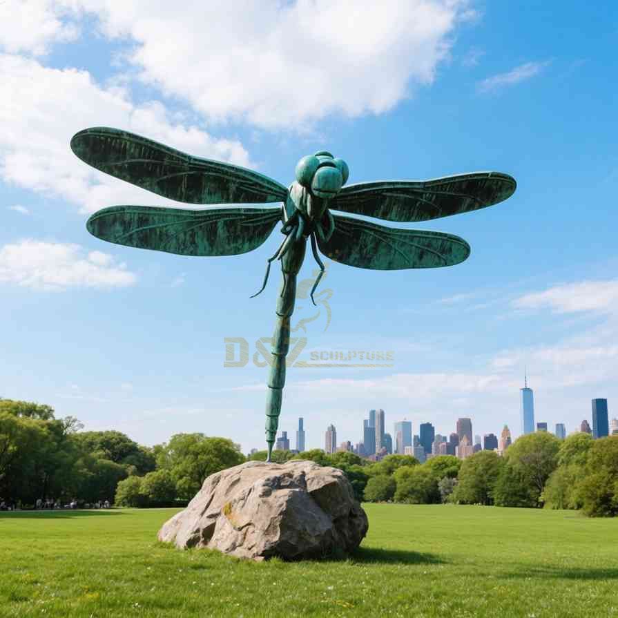 Large Bronze Dragonfly Statue For Garden Decor 1