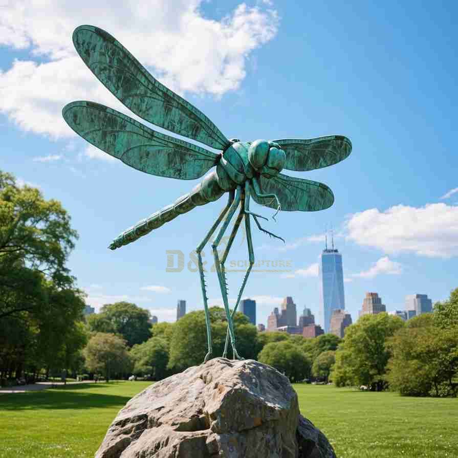 Large Bronze Dragonfly Statue For Garden Decor 2