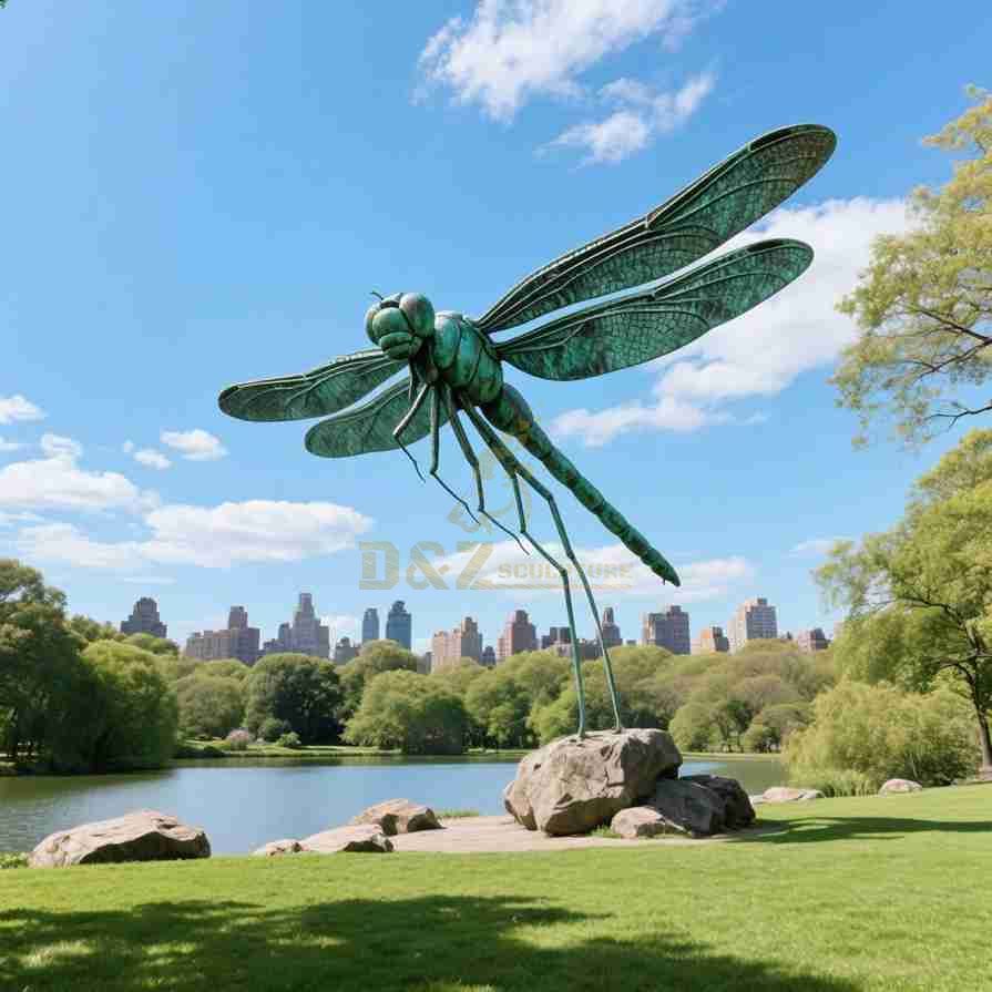 Large Bronze Dragonfly Statue For Garden Decor 3