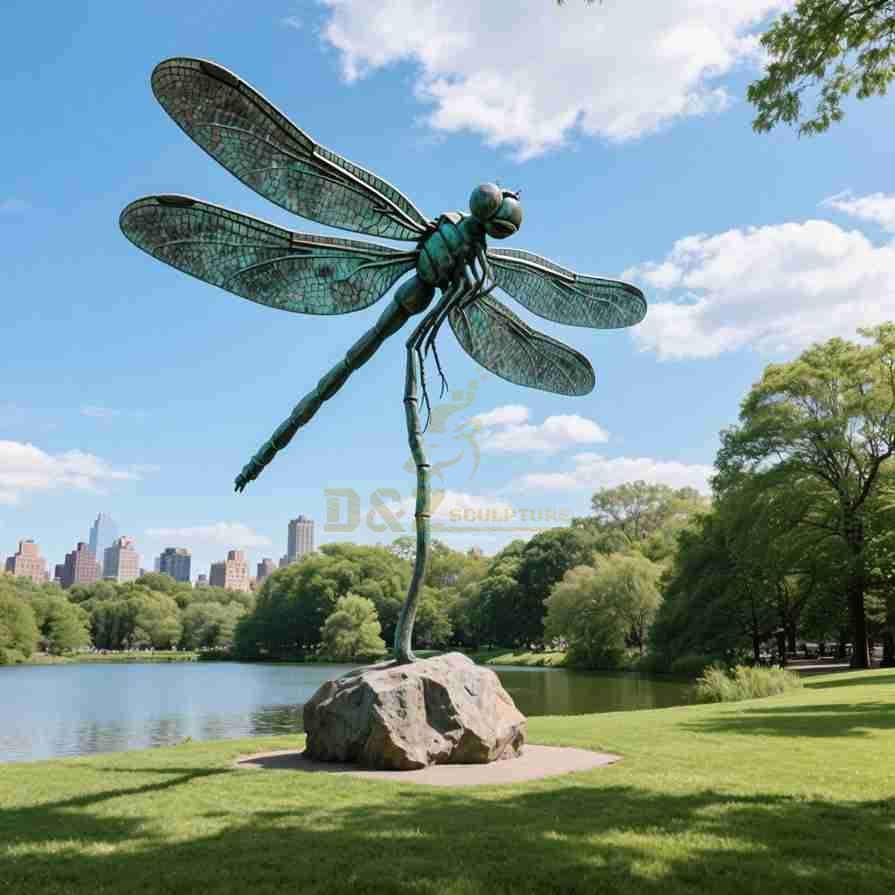 Large Bronze Dragonfly Statue For Garden Decor 4