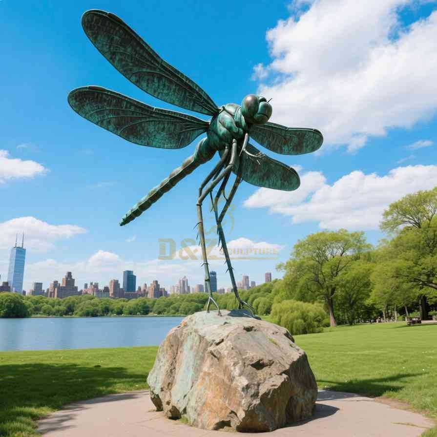 Large Bronze Dragonfly Statue For Garden Decor 5