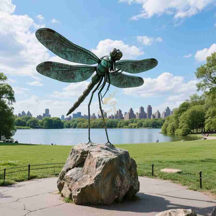 Large Bronze Dragonfly Statue For Garden Decor 6