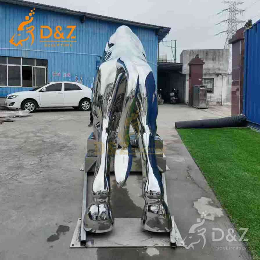 Polished Stainless Steel Charging Bull Sculpture for Sale 4