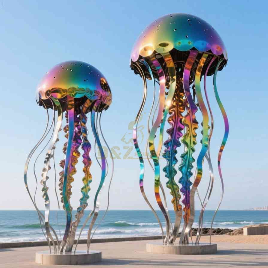 Large Colored Stainless Steel Jellyfish Sculpture 4
