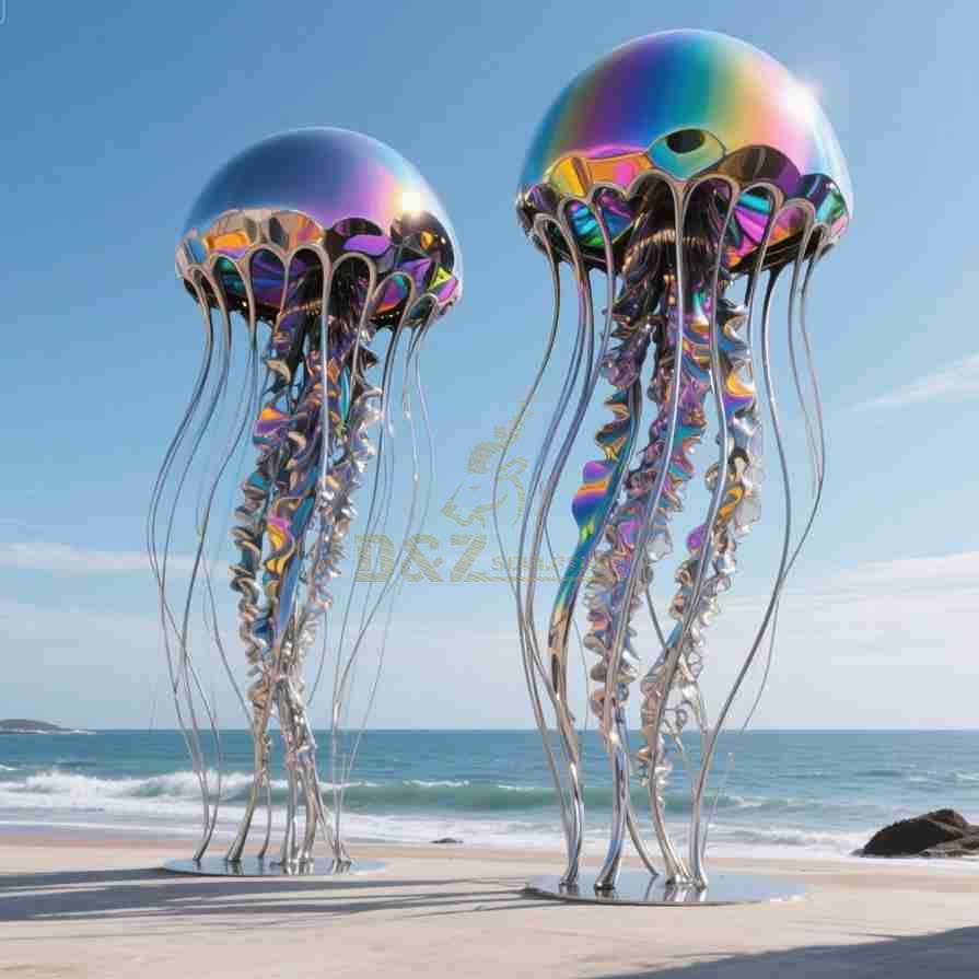 Large Colored Stainless Steel Jellyfish Sculpture 5