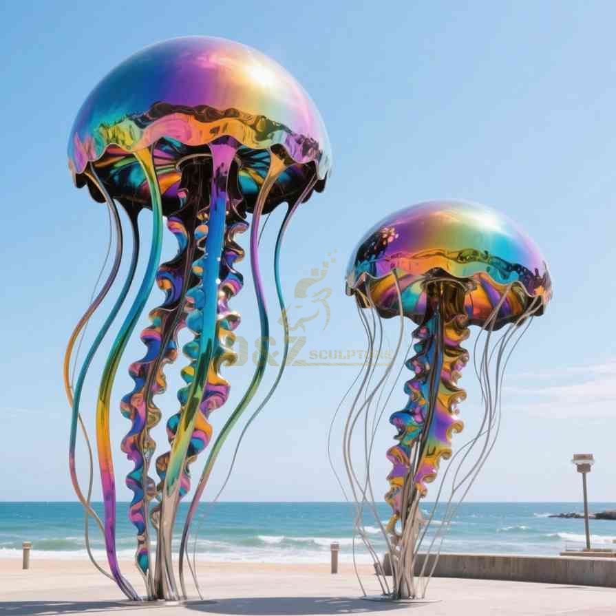 Large Colored Stainless Steel Jellyfish Sculpture 6
