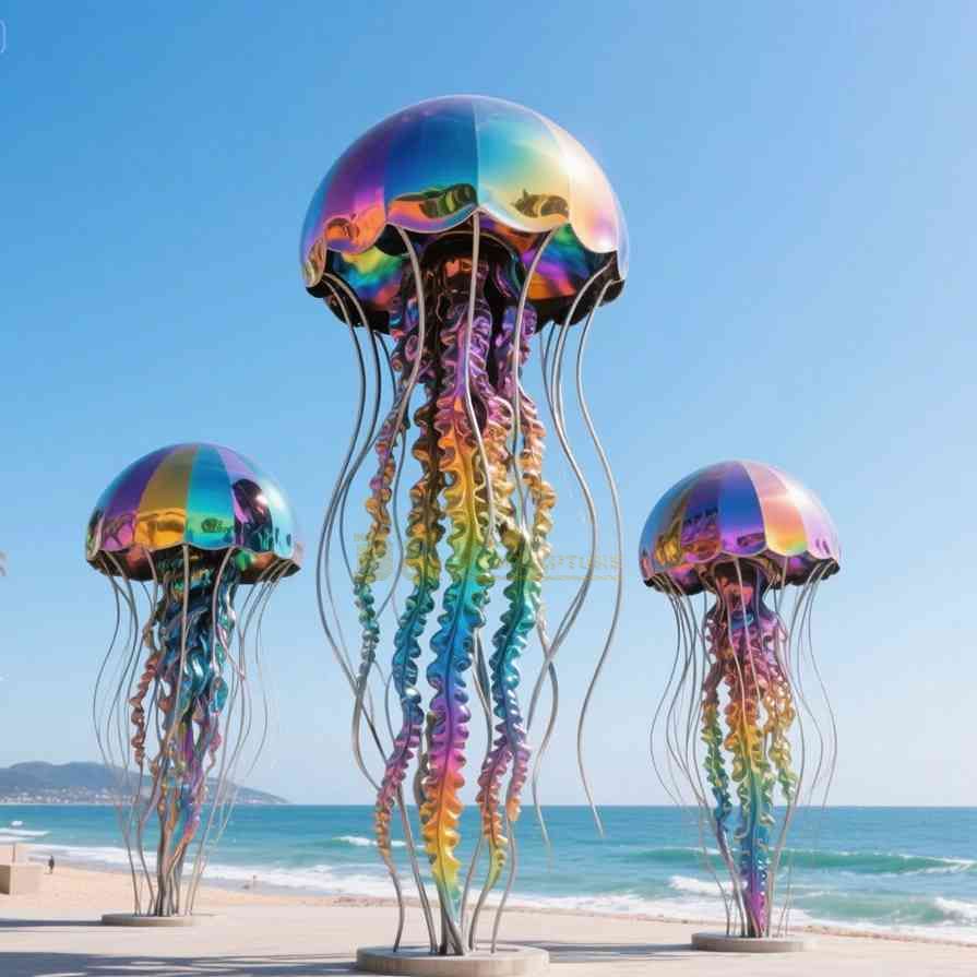 Large Colored Stainless Steel Jellyfish Sculpture 8