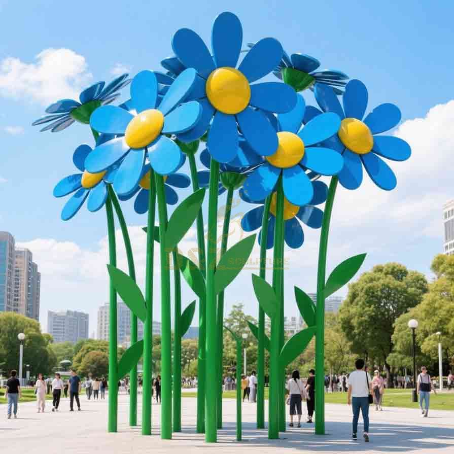 Large Metal Daisy Sculpture | Outdoor City Park Decor 1