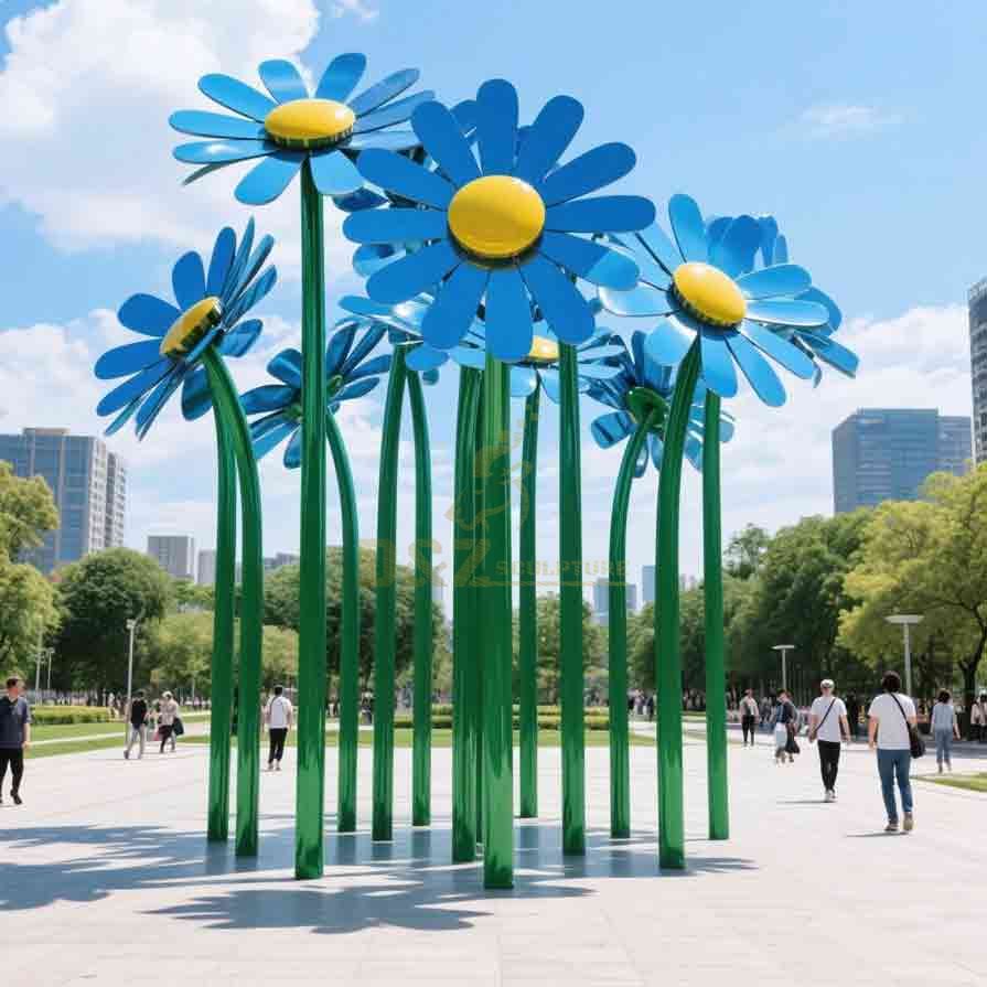 Large Metal Daisy Sculpture | Outdoor City Park Decor 2