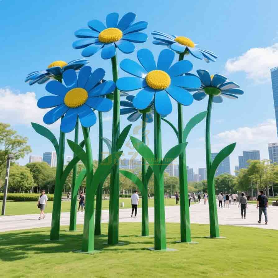 Large Metal Daisy Sculpture | Outdoor City Park Decor 4