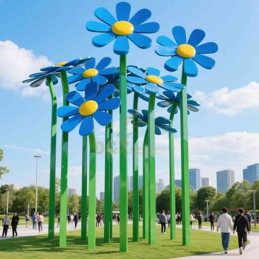Large Metal Daisy Sculpture | Outdoor City Park Decor 5