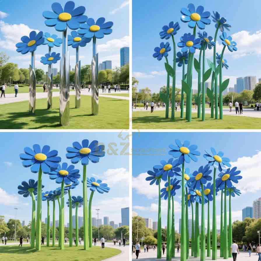 Large Metal Daisy Sculpture | Outdoor City Park Decor 6