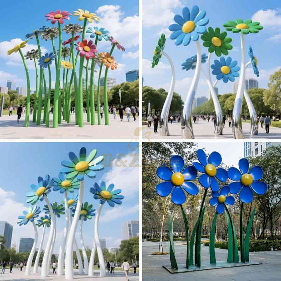 Large Metal Daisy Sculpture | Outdoor City Park Decor 7