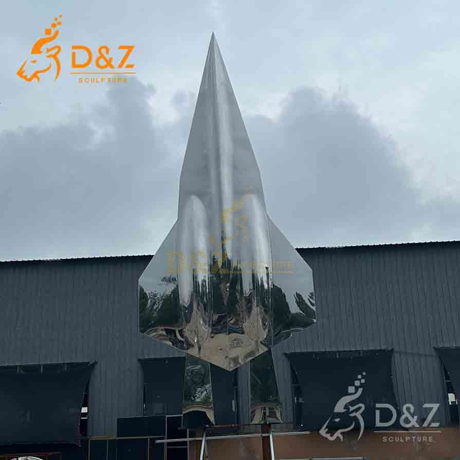 Futuristic Metal Fighter Jet Model Sculpture | Mirror Art 1