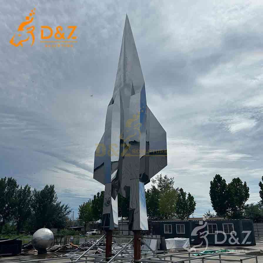 Futuristic Metal Fighter Jet Model Sculpture | Mirror Art 4
