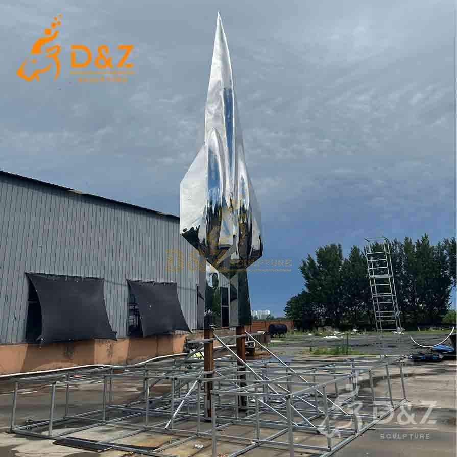 Futuristic Metal Fighter Jet Model Sculpture | Mirror Art 8