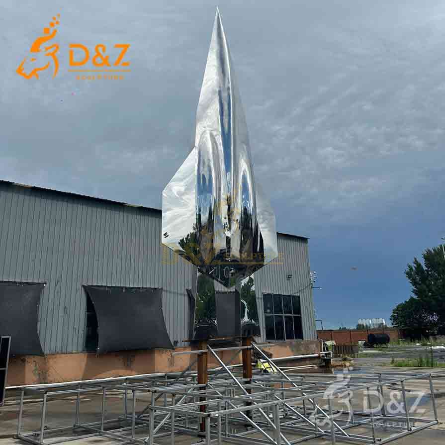Futuristic Metal Fighter Jet Model Sculpture | Mirror Art 9