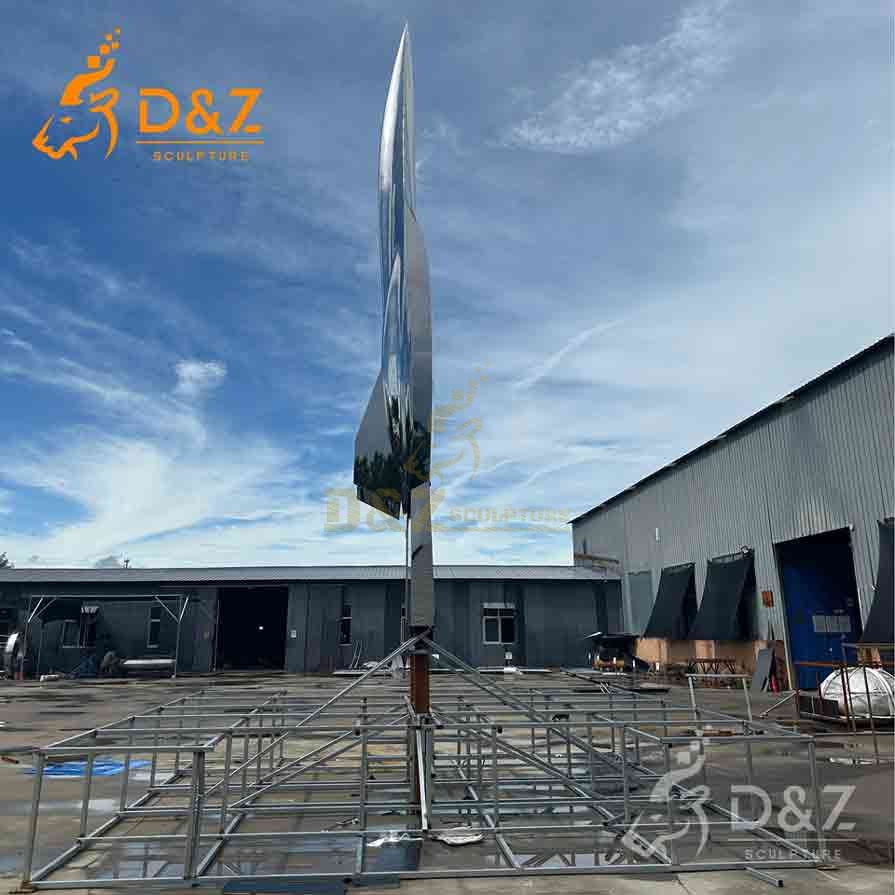 Futuristic Metal Fighter Jet Model Sculpture | Mirror Art 10
