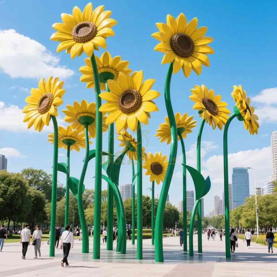 Metal Sunflower Sculpture | Outdoor Public Art Decor 2