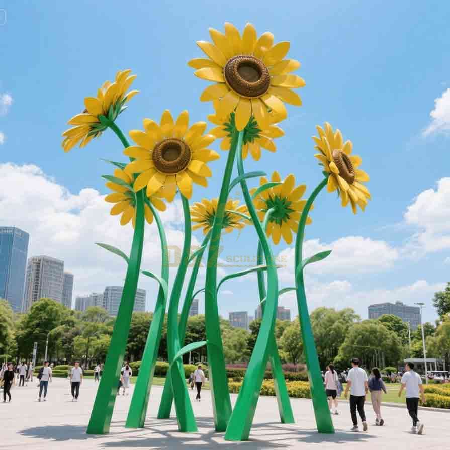 Metal Sunflower Sculpture | Outdoor Public Art Decor 7