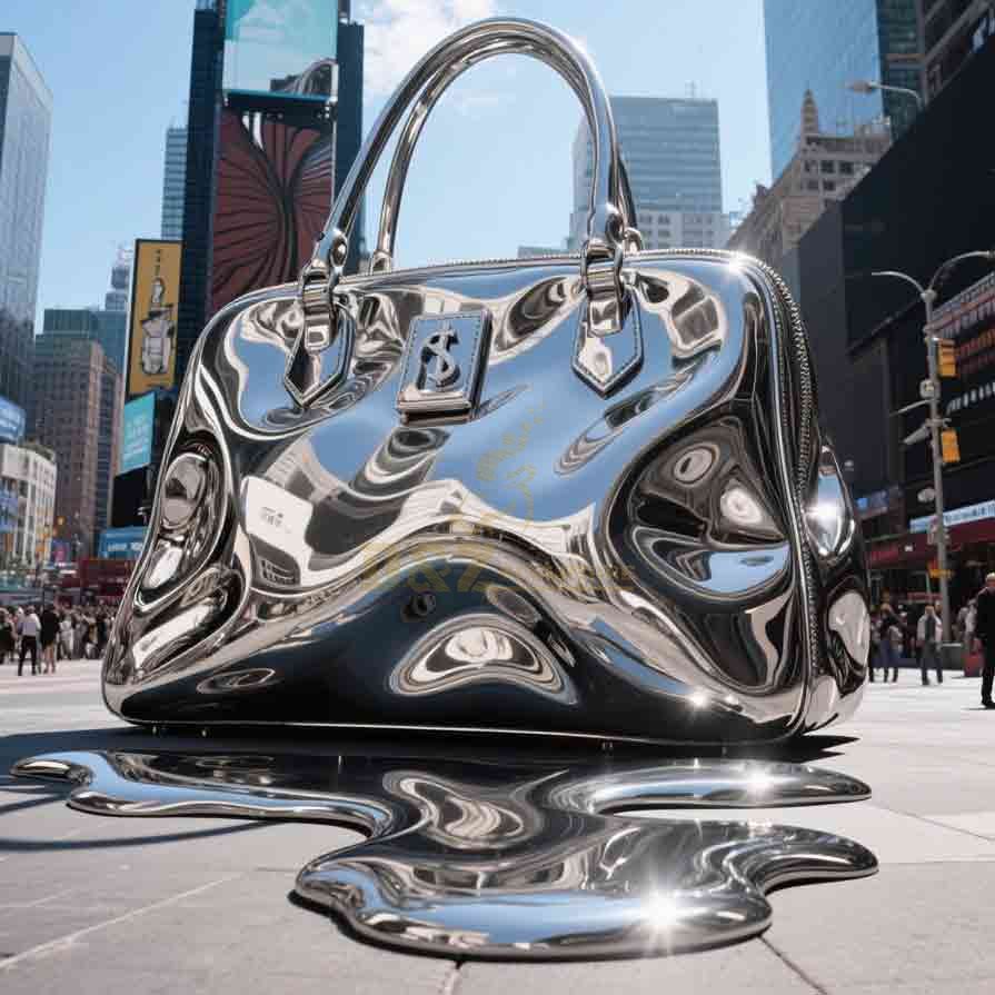 Stainless Steel Handbag Statue | Polished Finish 7