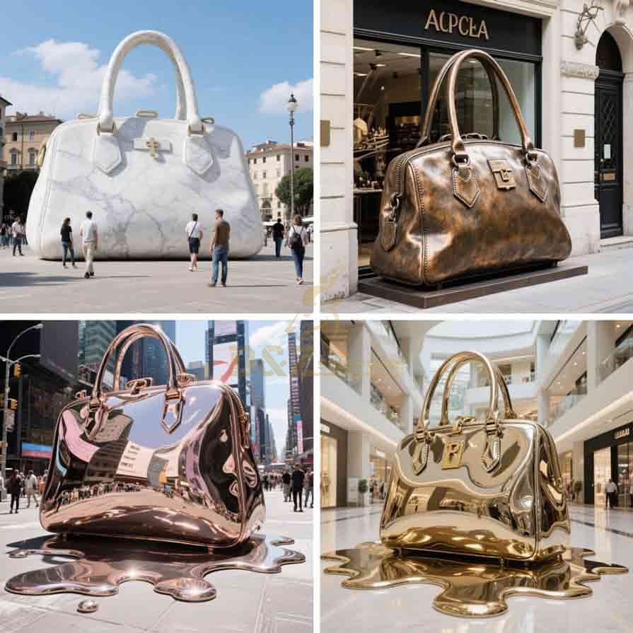 Stainless Steel Handbag Statue | Polished Finish 8
