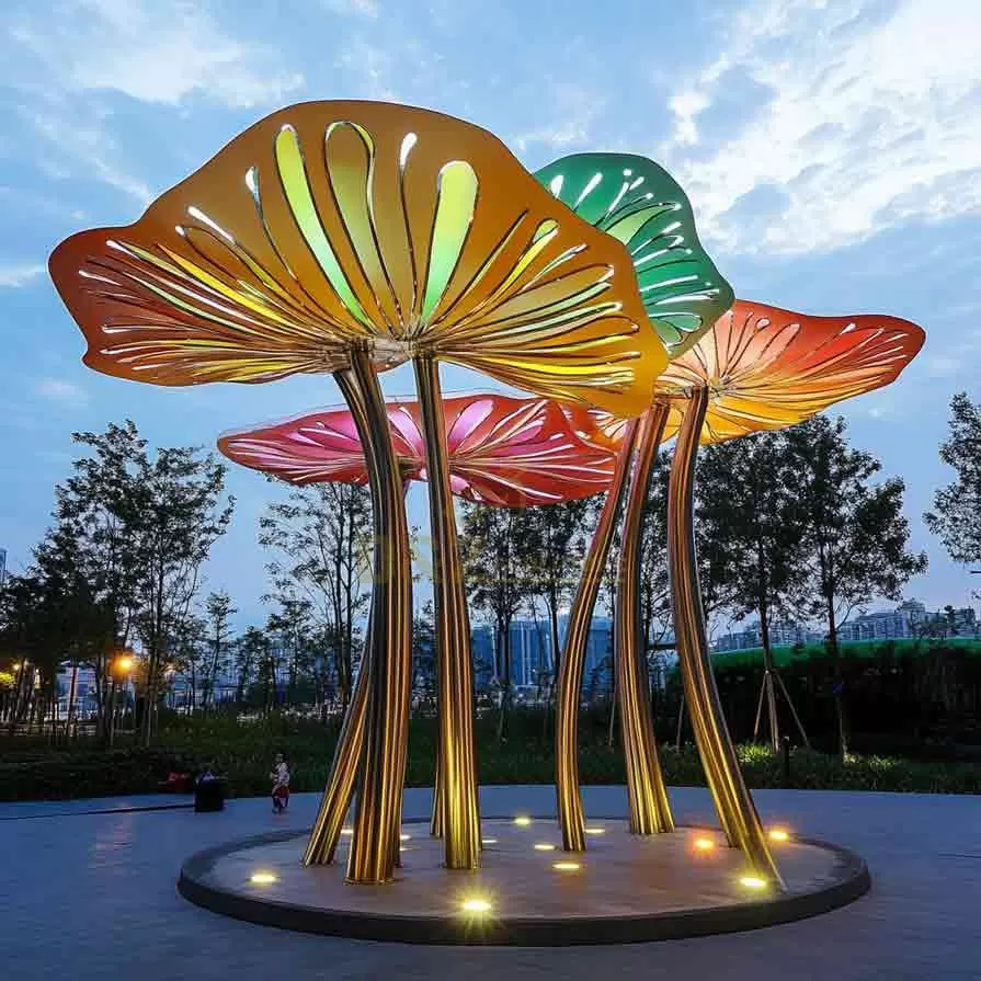 Large Colorful Metal Lotus Leaf Sculpture for Park Decor DZ-889