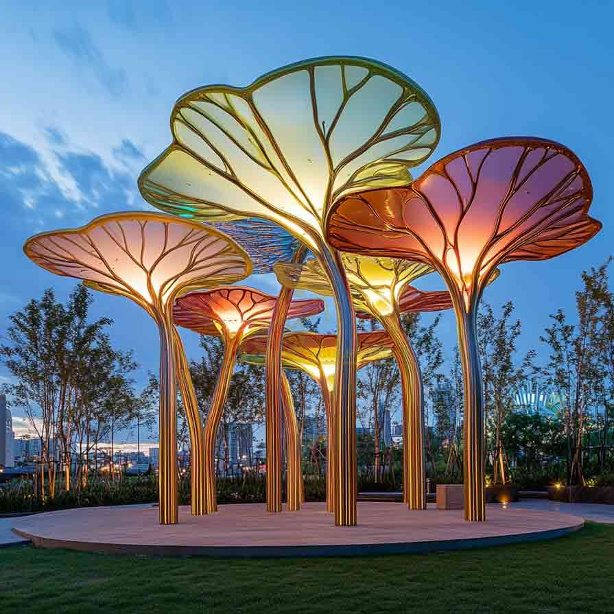 Large Colorful Metal Lotus Leaf Sculpture for Park Decor 6