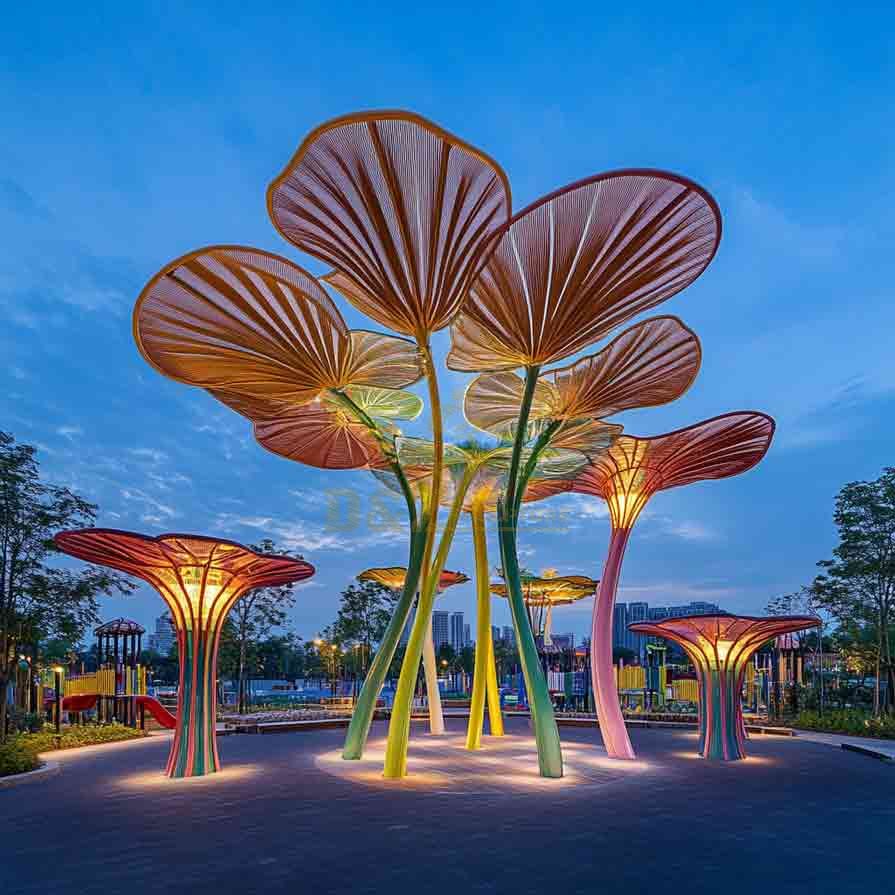 Large Colorful Metal Lotus Leaf Sculpture for Park Decor 7