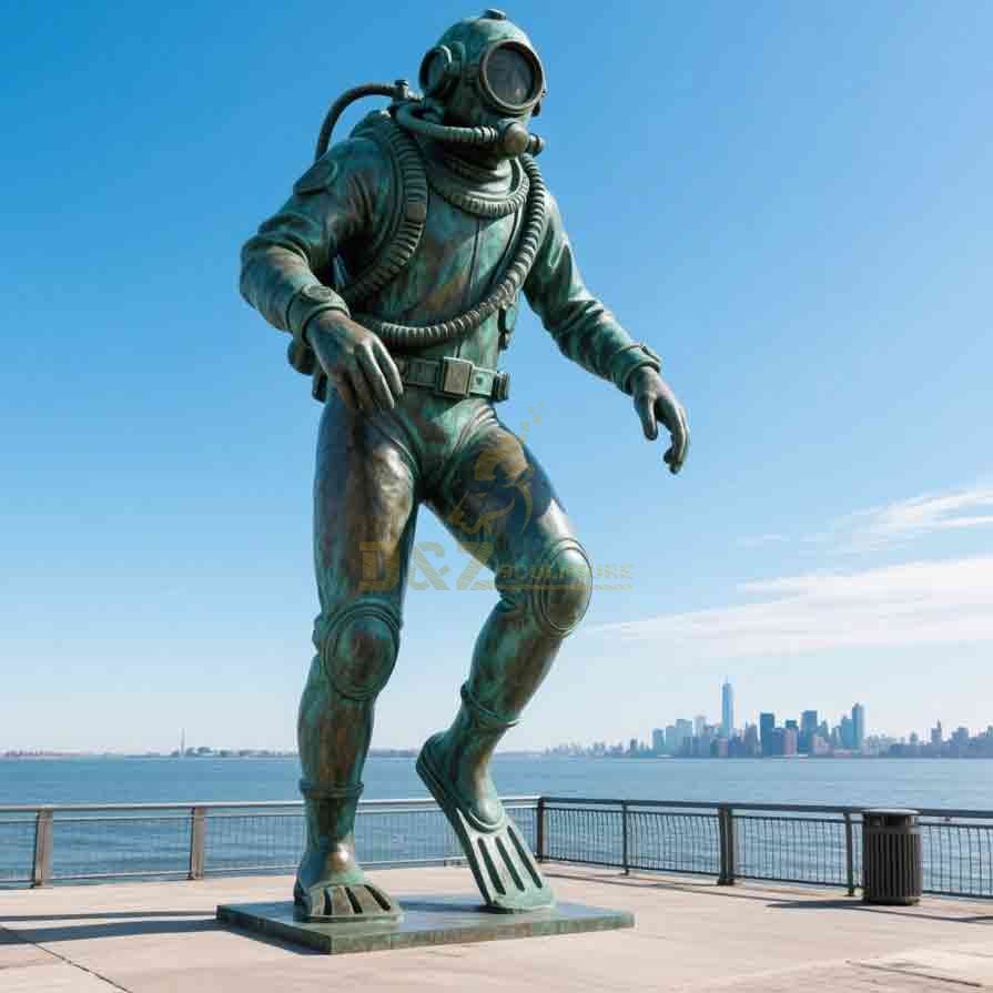 Bronze Deep Sea Diver Statue | Outdoor Art 4