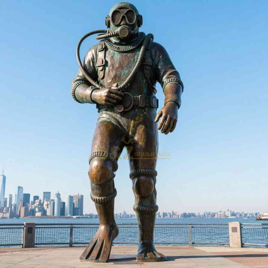 Bronze Deep Sea Diver Statue | Outdoor Art 6