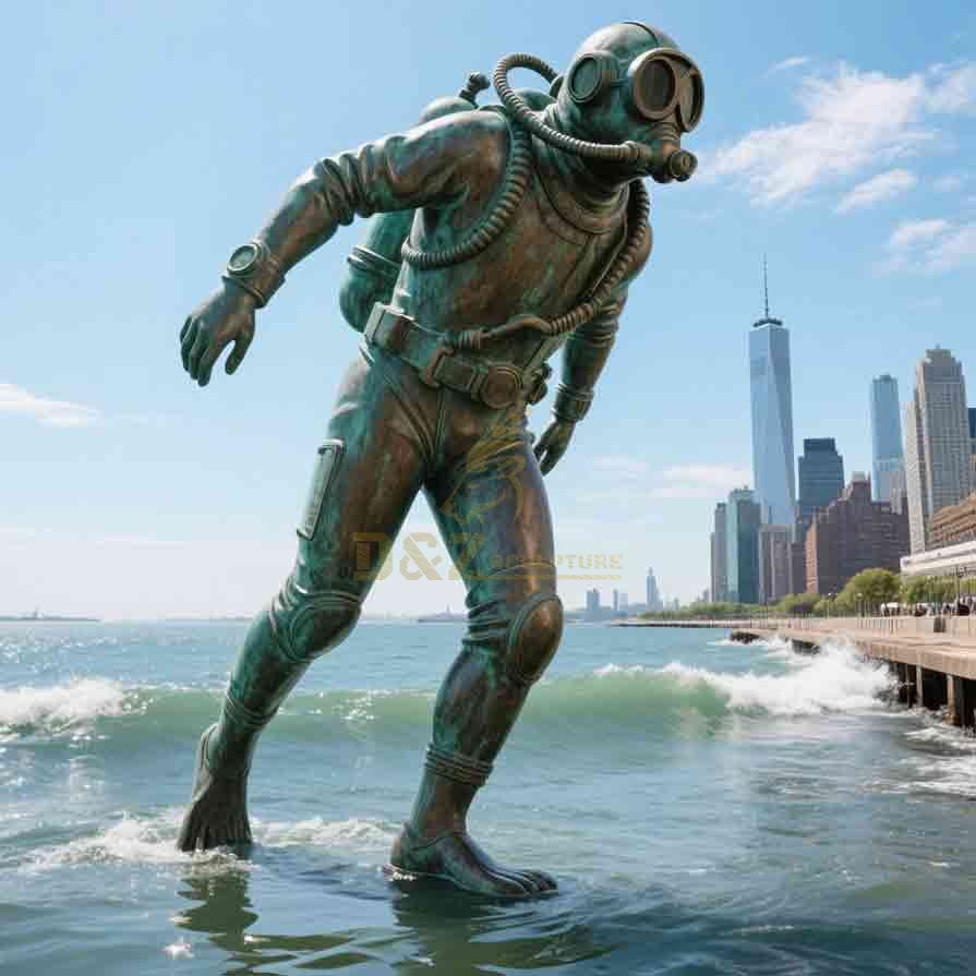 Bronze Deep Sea Diver Statue | Outdoor Art 7