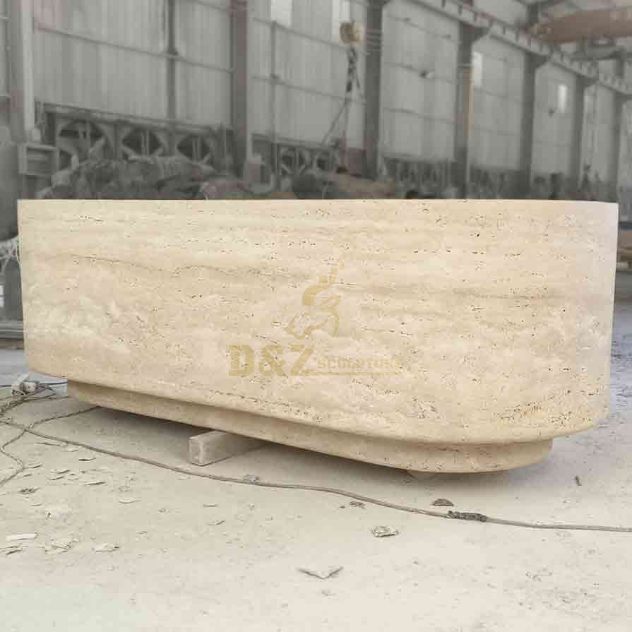 Custom Modern Natural Stone Reception Desk | Travertine 2
