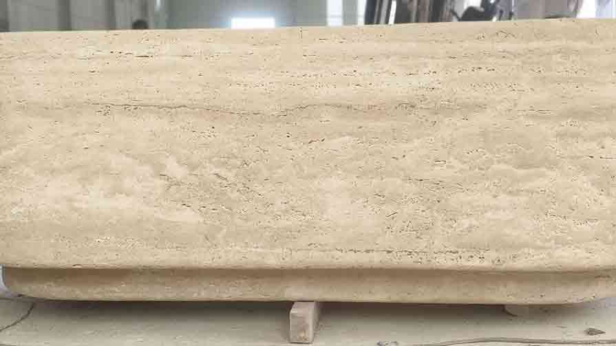 Custom Modern Natural Stone Reception Desk | Travertine 4