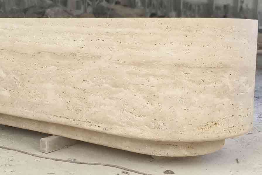 Custom Modern Natural Stone Reception Desk | Travertine 5