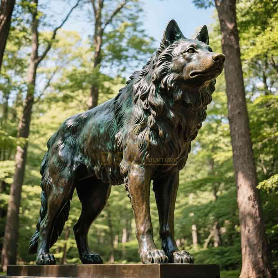 Large Outdoor Bronze Wolf Statue for Garden Sale 4