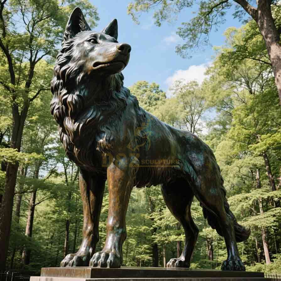 Large Outdoor Bronze Wolf Statue for Garden Sale 5