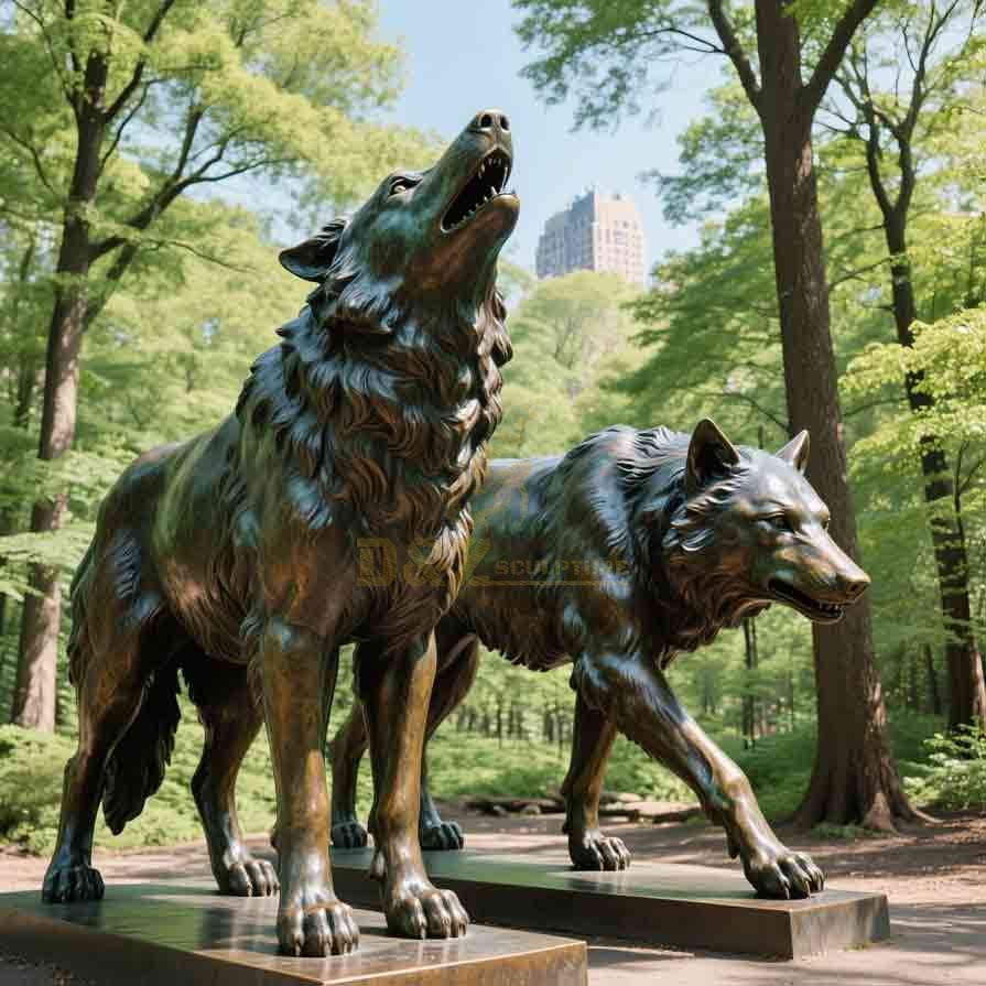 Large Outdoor Bronze Wolf Statue for Garden Sale 8