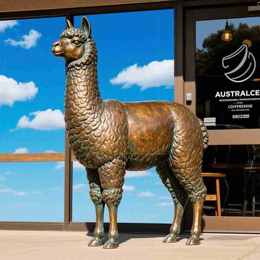 Large Outdoor Bronze Alpaca Statue for Garden Sale DZJ-3