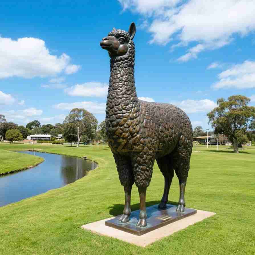 Large Outdoor Bronze Alpaca Statue for Garden Sale DZJ-3