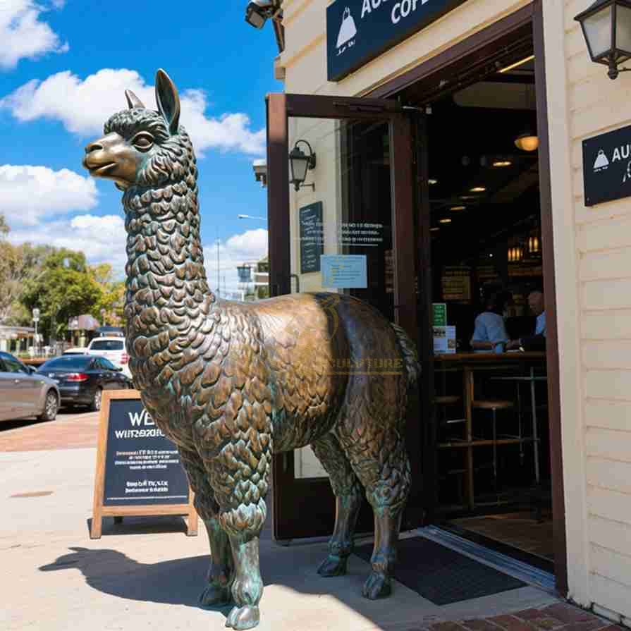 Large Outdoor Bronze Alpaca Statue for Garden Sale DZJ-3