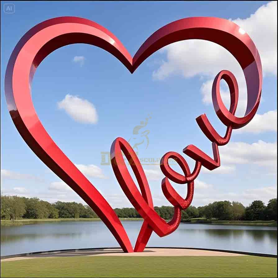 Stainless steel big red love letter sculpture custom DZ-518