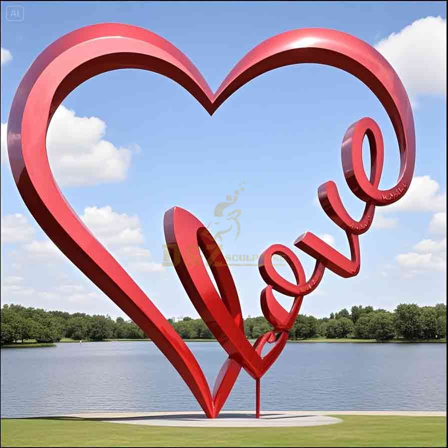 Stainless steel big red love letter sculpture custom DZ-518