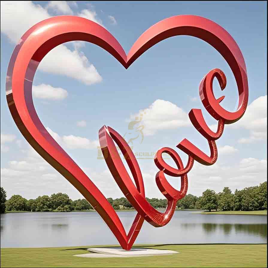 Stainless steel big red love letter sculpture custom DZ-518