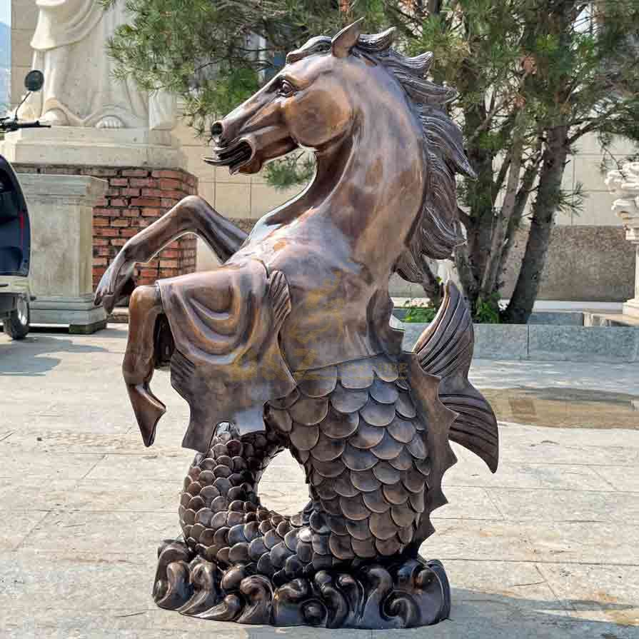 Bronze Hippocampus Statue – Mythical Horse and Fish Fusion Sculpture 1
