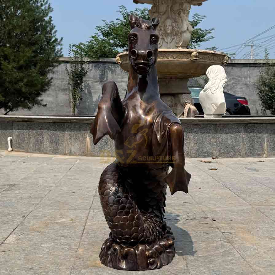 Bronze Hippocampus Statue – Mythical Horse and Fish Fusion Sculpture 4