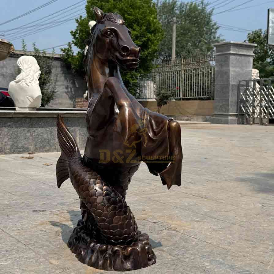 Bronze Hippocampus Statue – Mythical Horse and Fish Fusion Sculpture 5
