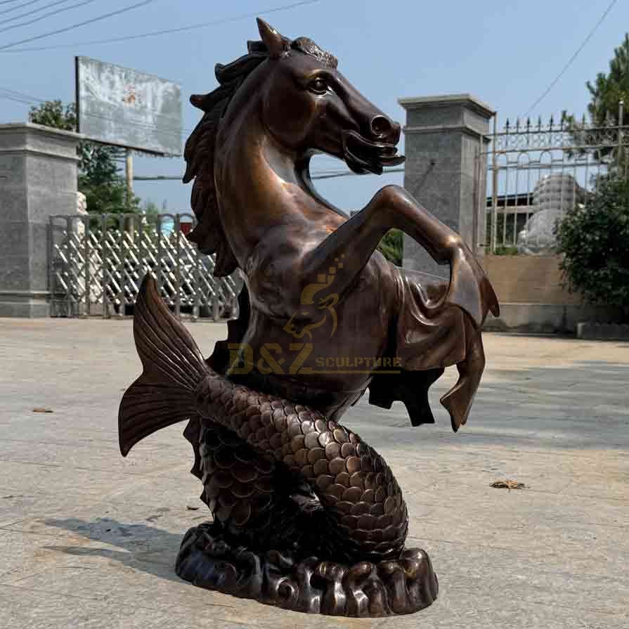 Bronze Hippocampus Statue – Mythical Horse and Fish Fusion Sculpture 6