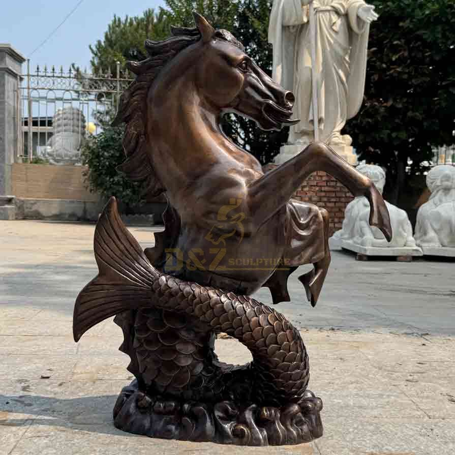 Bronze Hippocampus Statue – Mythical Horse and Fish Fusion Sculpture 7
