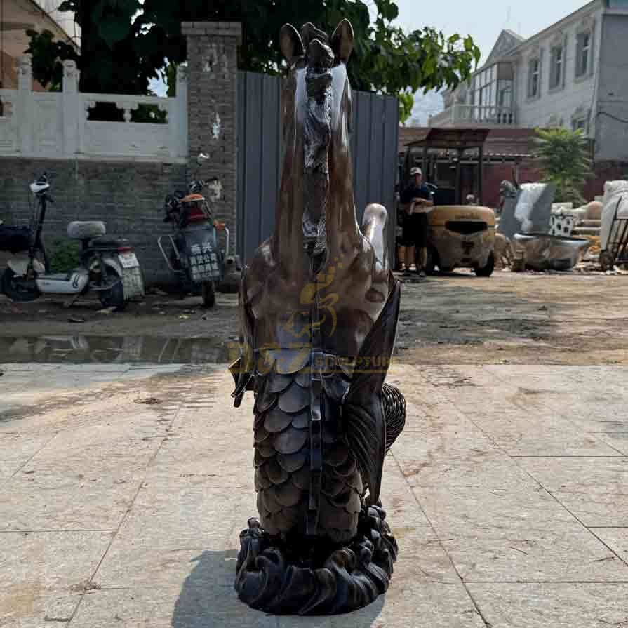 Bronze Hippocampus Statue – Mythical Horse and Fish Fusion Sculpture 8
